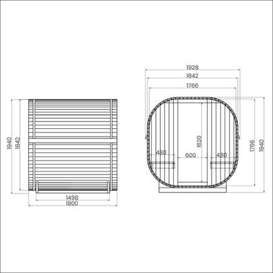 Vonkajšia sauna CUBE L - 184 x 180 cm pre 4 osoby