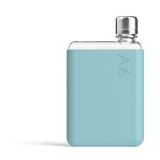 Tyrkysovomodré silikonové puzdro na ploskú fľašu Memobottle A6 Sleeve