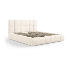 Krémovobiela čalúnená dvojlôžková posteľ s úložným priestorom s roštom 160x200 cm Bellis – Micadoni Home