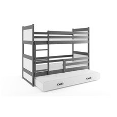 Interbeds Poschodová posteľ Rico 3 trojmiestna grafit 200cm x 90cm biela