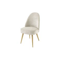 Estila Moderná art deco čalúnená béžová jedálenská stolička Jana s menčestrovým poťahom s kovovými zlatými nožičkami 89 cm