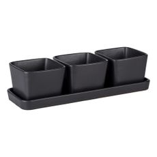 Matne čierne keramické servírovacie misy v súprave 3 ks Snack & Dip – Wenko