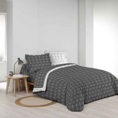 Biela/tmavosivá bavlnená obliečka na perinu na dvojlôžko/predĺžená 240x220 cm Aristide – douceur d'intérieur