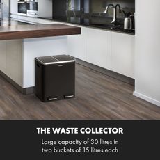 Klarstein Trash Gordon, pedálový odpadkový kôš, 30 l/2 x 15 l, tichý, PP, ušľachtilá oceľ, čierny