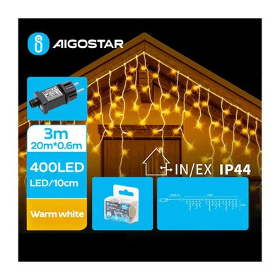 Aigostar - LED Vonkajšia vianočná reťaz 400xLED/8 funkcií 23x0,6m IP44 teplá biela