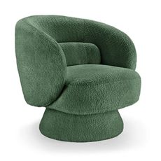 Estila Art deco otočné kreslo Elian s čalúnením bouclé v tmavozelenej farbe a kruhovou otočnou základňou o 360 stupňov 76 cm