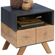 Carryhome NOČNÝ STOLÍK, farba duba, tmavosivá, 45/50/40 cm