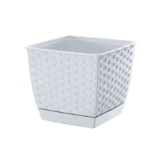 Plastový kvetináč Ratolla Square biela, 19 cm