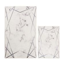 Biele/sivé kúpeľňové predložky v súprave 2 ks 60x100 cm Geometric – Mila Home