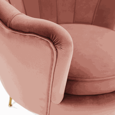 Kreslo v štýle Art-deco, ružová Velvet látka/gold chróm-zlatý, NOBLIN
