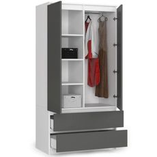 Šatníková skriňa S90 2D2SZ - biela/grafit