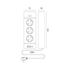 Rozbočovacia zásuvka s vypínačom LINEA PRO 3x230V + 3xUSB-A + 1xUSB-C SCHUKO 3 m biela