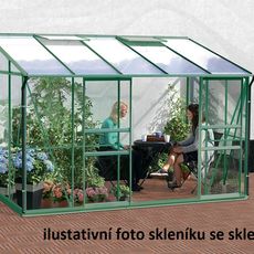 Skleník k stene VITAVIA IDA 6500 polykarbonát zelený Dekorhome Polykarbonát 4 mm