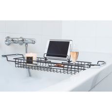 Čierny kovový nastaviteľný držiak na vaňu PT LIVING Tub, 61 - 86 cm