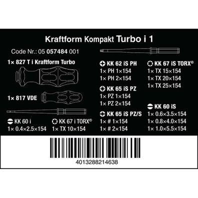Wera 057484 Elektrické skrutkovacie nože VDE Kraftform Kompakt Turbo i 1 (sada 16 dielov)