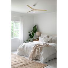 FARO 34279-11L - Stropný ventilátor KLIM L 1xE27/15W/230V dub/biela + DO