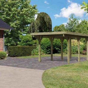 Drevený prístrešok / carport CLASSIC 2A s plechmi Lanitplast