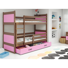 Interbeds Rico poschodová posteľ 190cm x 80cm borovicové drevo Hnedo-ružová