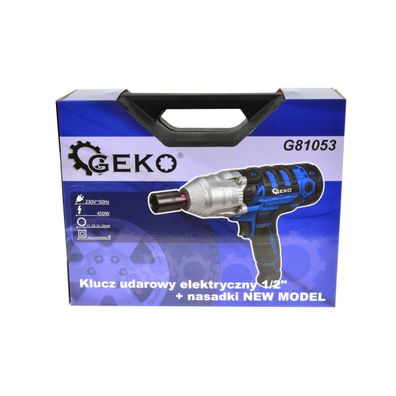Rázový uťahovák GEKO elektrický 1/2" 720 Nm, 450W, s príslušenstvom
