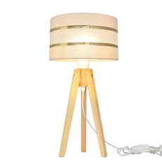 Stolná lampa HELEN 1xE27/15W/230V krémová/zlatá/borovica