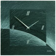 AMS 9518 dizajnové nástenné bridlicové hodiny, 30 x 30 cm