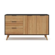 Čierna/prírodná nízka komoda z borovicového dreva 140x81 cm Lavis – Marckeric