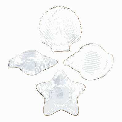 Servírovacie misky, set 4 ks, sklo, PURE SHELLS