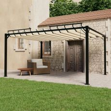 Pergola s lamelovou strechou 3 x 4 m hliník / látka Dekorhome Krémová