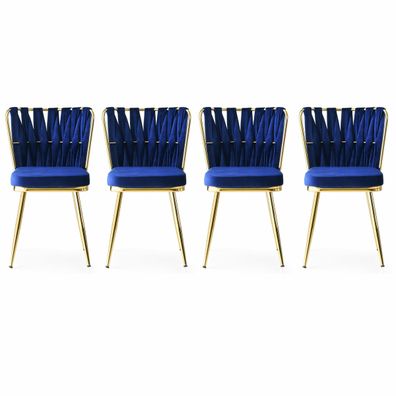 Sada jedálenských stoličiek Kusakli Navy Blue andGold, 4 ks, 4 ks
