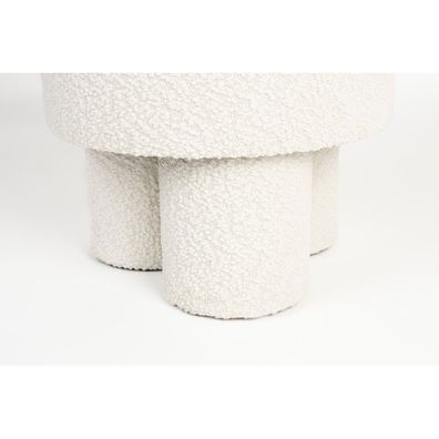 Biely taburet z textílie buklé Marcos – White Label