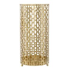 Estila Glamour okrúhly stojan na dáždniky Livia so zlatým kovovým rámom s geometrickými vzormi 47 cm