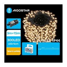 Aigostar - LED Vonkajšia vianočná reťaz 300xLED/8 funkcií 18m IP44 teplá biela