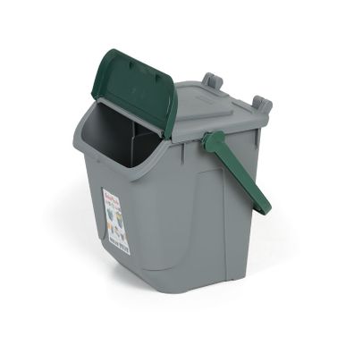 Plastový odpadkový kôš na triedenie odpadu ECOLOGY, 25 l, sivá/zelená