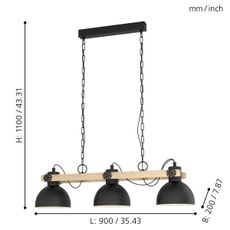 Eglo 79896 - Luster na reťazi LUBENHAM 3xE27/28W/230V