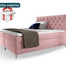 Wilsondo Čalúnená boxspring manželská posteľ Guliette s matracom - ružová Rozmer: 140x200