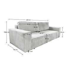 KONDELA Harpera Big Sofa rozkladacia pohovka s úložným priestorom svetlosivá