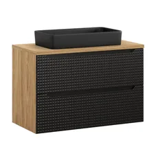 Comad Koupelnová skříňka Luxor Black I s deskou a umyvadlem 90 cm černá/dub olejovaný