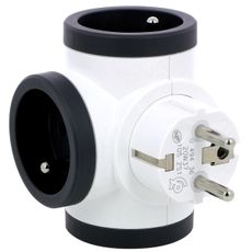 Legrand 049436 - Rozbočovacia zásuvka otočná 3Z Typ E biela/čierna