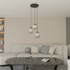 Luster na lanku VERDI 3xE27/15W/230V pr. 30 cm čierna/šedá