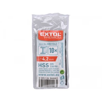 Vrták do kovu HSS, ∅ 4,2 L=75 L1=43, HSS - 10ks