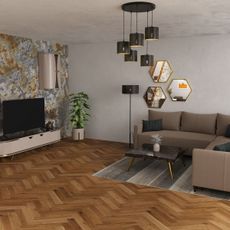 Luster na lanku LOFT SHADE 5xE27/60W/230V čierna/zlatá