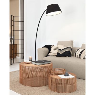 Čierna stojacia lampa s textilným tienidlom (výška 210 cm) Juhe – Kave Home