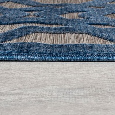 Flair Rugs , Kusový koberec Piatto Oro Blue kruh – na von aj na doma, 160x160 (priemer) kruh, modrá, chodba / predsieň