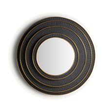 Estila Luxusné okrúhle čierno zlaté art deco nástenné zrkadlo Thamar s vyrezávaným štvorvrstvovým rámom 120 cm