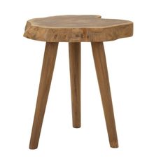 Estila Masívna okrúhla hnedá taburetka Bia s tromi nožičkami s výraznou štruktúrou letokruhov 45 cm