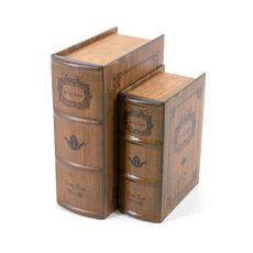 Estila Dizajnový set kožených kníh Victor Hugo v hnedom koloniálnom štýle s dekoratívnym motívom 27cm