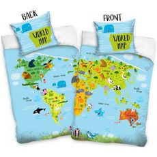 Obojstranné posteľné obliečky Atlas sveta - 100% bavlna Renforcé - 70 x 90 cm + 140 x 200 cm