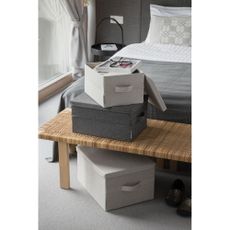 Béžový látkový úložný box s vekom 35x19x26 cm Soft Storage – Bigso Box of Sweden
