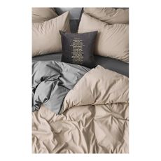 Sivo-béžové 4-dielne predĺžené obliečky na dvojlôžko z bavlny Renforcé s plachtou 200x220 cm – Mila Home