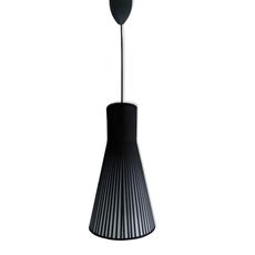 Estila Moderná dizajnová závesná lampa Negro s textilným čiernym tienidlom s lineárnym vzorom 20 cm